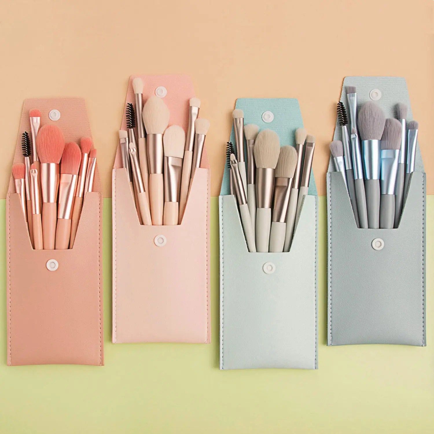 SAIYII 8pcs Travel Makeup Brushes Private Label High Quality Synthetic Mini Small Vegan Makeup Brush Set With Pu Bag