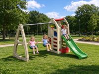 Ensemble de balançoires pour enfants avec toboggan et maisonnette, équipement de terrain de jeu extérieur, combinaison balançoire-toboggan-escalade pour enfants de maternelle