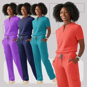 Women Scrub <b>Set</b> V-Neck Two Piece Uniform Moisture Wicking Hospital Workwear Split <b>Set</b> For Clinic <b>Doctor</b> Nurse Uniforms - Product Image 1