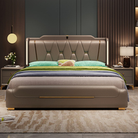 Modernes Lederbett mit Stauraum und Kiefernholzrahmen Umweltfreundliches Design für Schlafzimmer, Villen & Apartments