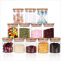 Récipients de stockage de riz en verre borosilicate sans plastique, résistants à la chaleur, faciles à nettoyer, réutilisables pour la cuisine, avec couvercle en bambou