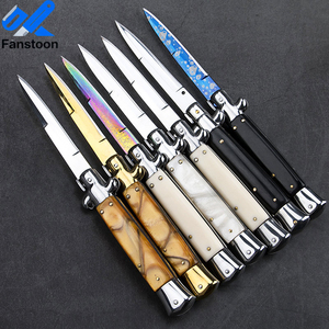 Dao đa năng gấp bằng thép không gỉ Fanstoon, kiểu Ý, dùng cho ngoài trời, cắm trại, săn bắn, dao bỏ túi AKC - Product Image 1