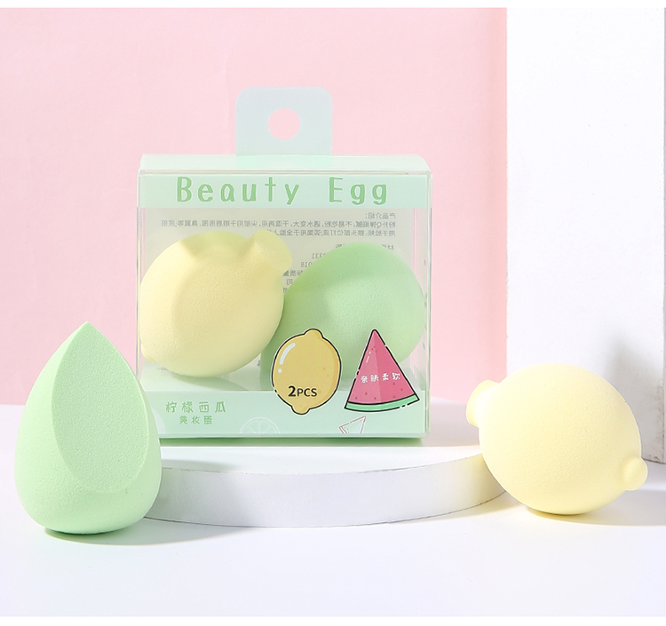 Lameila OEM Logo 2pcs Fruit Shape Beauty Sponge Reusable Soft Latex Free Foundation Makeup Sponge Blender Packaging Box A80219