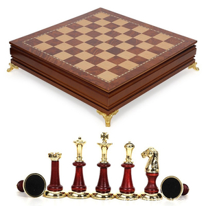 Set di <span class=keywords><strong>Scacchi</strong></span> di Lusso in Stile Europeo di Alta Gamma <span class=keywords><strong>con</strong></span> Pezzi in Metallo Abbinati Adatto per Giochi di Famiglia e Regali - Product Image 1