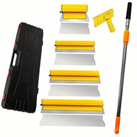 Kit de grattoirs à mastic amélioré 11 pièces avec perche télescopique de 51 pouces, clip, grattoirs et lames de 10/16/24/32 pouces pour le plâtrage mural