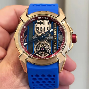 Горячая новинка: Мужские часы JACOB Limited Edition с многофункциональным циферблатом из розового золота, синим силиконовым ремешком, спортивные механические часы - Product Image 2