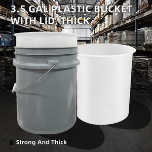 3.5 Gallon/13.3 Liter Recyclable Durable Airtight <b>Plastic</b> <b>Bucket</b> with Thickened 80 Mil Lid Wide Mouth US Standard - Product Image 2