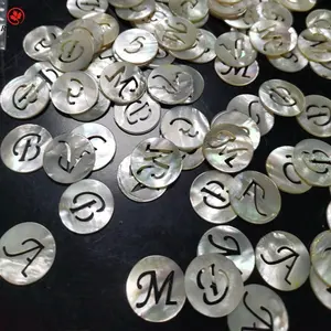 Redleaf Wholesale 26 English Letters Hollow Natural Shell High quality Round Shape Natural White Mother Of Pearl Shell
