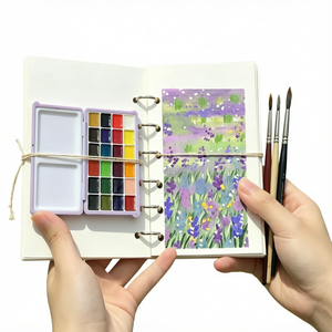 Carnet de peinture à la gouache portable à feuilles mobiles avec pigments nacrés scintillants pour la peinture artistique sur papier - Product Image 1