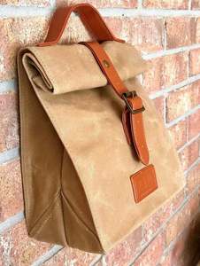 Sac à déjeuner élégant en toile cirée, fait à la main, écologique, doublure en coton isolante, résistant à l'eau, avec poignée personnalisée, cadeau - Product Image 3