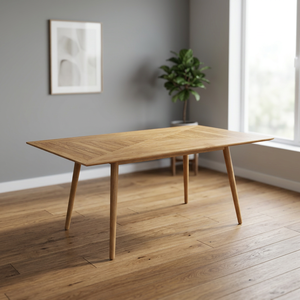 Table à manger rectangulaire moderne en bois massif, design mid-century, écologique, durable, stable, mobilier pour la maison - Product Image 2