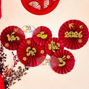 Éventails en papier vietnamiens pour mariage, pendaison de crémaillère, fête de la mi-automne et décorations du Nouvel An - Chine - Product Image 2