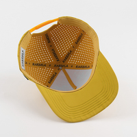 Casquette de baseball en polyester/coton à 5 panneaux, légèrement incurvée, avec logo, séchage rapide, imperméable, en tissu Oxford à pois, avec maille découpée au laser, vente en gros