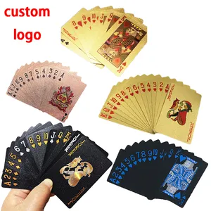 Regalo speciale insolito carta da gioco da Poker placcata in lamina d'oro 24k-Gold con scatola di legno e certificato logo personalizzato tradizionale euro d