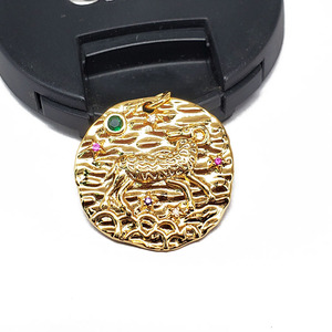 CZ8263 Stella Constell Arcobaleno Placcato Oro DELLA CZ Il Micro Pavimenta <span class=keywords><strong>Oroscopo</strong></span> Segno Zodiacale Moneta Rotonda Disco Del Pendente per la Collana - Product Image 3