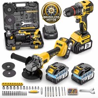 Ensemble d'outils électriques sans fil 20V MAX Brushless : Perceuse-visseuse électrique + Meuleuse d'angle + 2 batteries + Chargeur
