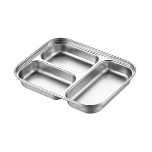 304 Edelstahl 2 <span class=keywords><strong>3</strong></span>-fach geteilte Snack platte Kleines Essens tablett für Kinder Schul büro Mahlzeit Servieren - Product Image 2