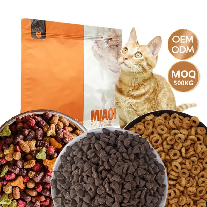 Oem-alimentos secos para gatos, productos de exportación a granel, materias primas naturales, múltiples formas, sabores, para todas las edades