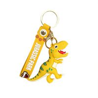 Porte-clés en silicone dinosaure T-Rex de dessin animé créatif et mignon, le plus populaire de 2026, pour sac d'école d'étudiant