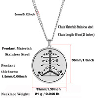 Amulette Ogou Feray Voodoo Veve Symbol Talisman Bijou Amulette Acier Inoxydable Marquage Laser Pendentif Collier