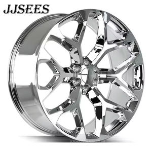 Roues en chrome flocon de neige JJSEES 20 22 24 26 pouces 6x139.7 pour Chevrolet Silverado 1500 GMC Denali Cadillac <span class=keywords><strong>Escalade</strong></span> - Product Image 1