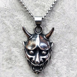Men's Gothic Style Triangle Ghost Pendant Necklace Hipster Nightclub Hip Hop Accessory Silver <b>Titanium</b> Steel <b>Chains</b> Parties - Product Image 3