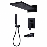Ensemble de robinetterie de douche thermostatique noir mat sur mesure OEM, système de douche pluie en laiton pour projets de salle de bain
