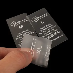 Straight Cut Clothing Tags Custom Screen Printed Care Instructions Logo Durable Clear TPU Swimwear Labels