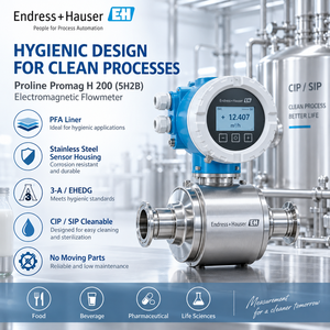เครื่องวัดอัตราการไหลแบบสุขภัณฑ์ Endress+Hauser Promag H 200 5H2B ใช้พลังงานจากลูป สำหรับพื้นที่อันตรายที่มีอัตราการไหลต่ำ 3A EHEDG - Product Image 2