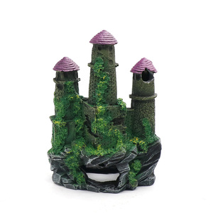 Decoración Vintage para Acuarios, <span class=keywords><strong>Cueva</strong></span> Escondite de Resina con Forma de <span class=keywords><strong>Castillo</strong></span> para Peceras, Adorno Realista de Ruina de Piedra - Product Image 3
