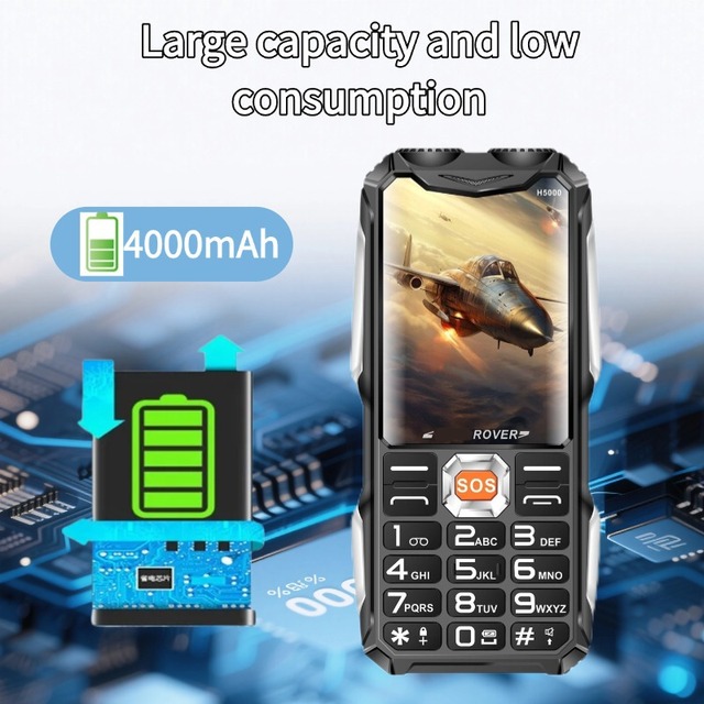 Cross-border Hot H5000 Rugged Elderly Machine Outdoor Flashlight Mobile Phone 2.8 HD Screen for Dual SIM Cards SOS Button