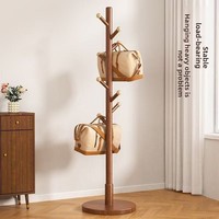 Porte-vêtements sur pied en bois massif de hêtre, style chinois, avec porte-manteau, porte-chapeaux et porte-sacs, démontable et assemblable, pour chambre, maison, université