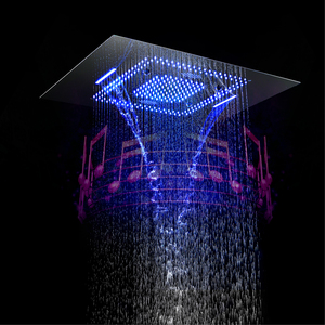 Rubinetto <span class=keywords><strong>Doccia</strong></span> Termostatico Moderno a LED Cromato 600*800 con Musica, Soffione <span class=keywords><strong>Doccia</strong></span> a Pioggia e Nebulizzazione Montato a Soffitto per Bagno - Product Image 2