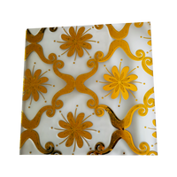 Goldenes säuregeätztes Spiegelglas, diamantförmig geripptes Creek-gekühltes Frostglas-Panel für Badezimmertüren, blickdichtes Duschglas