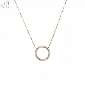 Fabricant populaire de bijoux fins en gros, exportateur de colliers brillants, diamants naturels véritables, collier avec pendentif en or rose massif 18 carats - Product Image 2