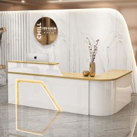 Petit bureau de réception moderne Comptoir de réception Bureau de réception blanc Salon de beauté L Meuble de salon incurvé en coin
