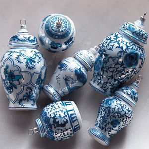 MRS-frascos de <span class=keywords><strong>jengibre</strong></span> azul y blanco, adornos de cristal para decoración de árbol de Navidad - Product Image 2