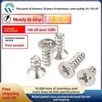 Tornillos Pequeños Electrónicos KB de Acero al Carbono Niquelado Negro, Cabeza Plana Avellanada con Ranura Cruzada, Autorroscantes Grado B M12 M2 M3 M4