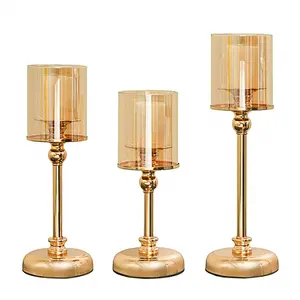 Geometric Candlestick Stand Tall Wall Luxury Mold Pillar Metal Candle Holder For Dining Table