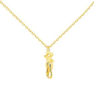 Collier pendentif pour femme en alliage de zinc doré plaqué or 14 carats, motif abstrait de figure humaine mère et fille enlacées, bijou cadeau - Product Image 4