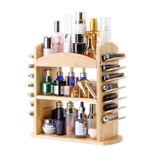 Organisateur de maquillage en bambou multifonctionnel Boîte de rangement pour cosmétiques Porte-rouge à lèvres Porte-maquillage - Product Image 1
