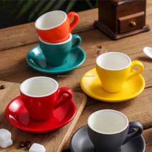 Ensemble <span class=keywords><strong>tasse</strong></span> et soucoupe à latte en céramique pour <span class=keywords><strong>expresso</strong></span> Ensemble de tasses à <span class=keywords><strong>expresso</strong></span> 70 ml Tasses et soucoupes à thé de couleur vive - Product Image 1