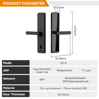 Cerradura Inteligente Digital Tuya UIELOCK D1-3 con Desbloqueo Remoto, Semiautomática, Negra, Almacenamiento en la Nube WiFi para Puertas de Aluminio y Vidrio