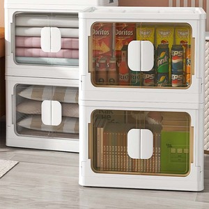 Simple closet clothing organizer car trunk transparent folding storage box kitchen plastic storage cabinet custom