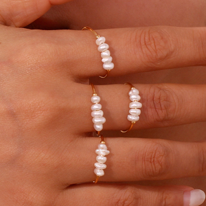 Anillo de Perlas de Agua Dulce Dreamshow, Joyería de Acero Inoxidable Chapada en Oro de 18k, Anillos de Perlas para Mujer - Product Image 6