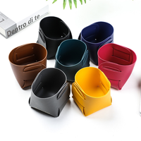Prêt à expédier porte-stylo pliable en cuir plateau paniers stockage étui à crayons pour bureau