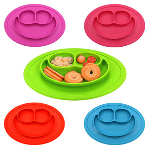 De alta calidad de comida de bebé de silicona Smiley patrón forma de silicona bebé placa - Product Image 2
