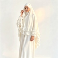 Ensemble jupe et khimar micro-plissé pour femme, texture froissée, robe modeste à volants étagés, tenue de prière musulmane, hijab islamique à couverture intégrale