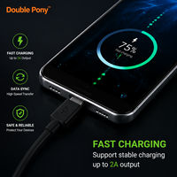 Kabel USB A ke 8PIN Double Pony 2A Pengisian Cepat Sinkronisasi Data Tahan Banting 10000+ Kali Tekuk Tahan Lama Cocok untuk Kabel Pengisian iPhone