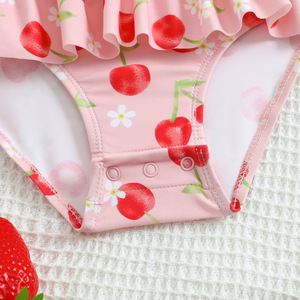 <span class=keywords><strong>Maillot</strong></span> <span class=keywords><strong>de</strong></span> <span class=keywords><strong>bain</strong></span> une pièce en nylon pour enfants 2026 avec imprimé floral et dessin animé, fermeture éclair, manches longues et bordure en dentelle - Design mignon - Product Image 3